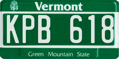 VT license plate KPB618