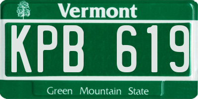 VT license plate KPB619