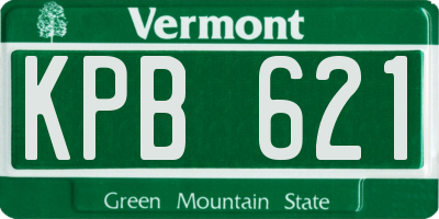 VT license plate KPB621