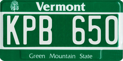 VT license plate KPB650