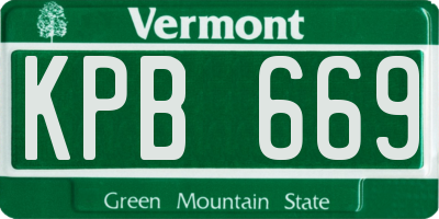VT license plate KPB669