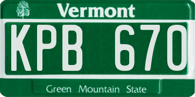 VT license plate KPB670