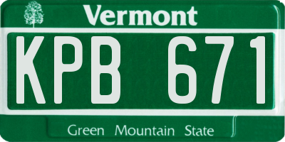 VT license plate KPB671