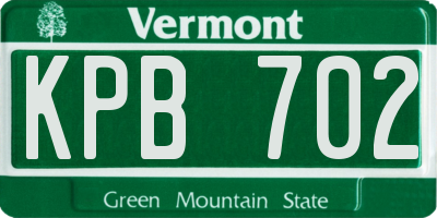 VT license plate KPB702