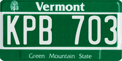 VT license plate KPB703