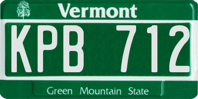 VT license plate KPB712