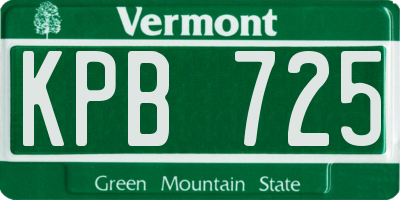 VT license plate KPB725