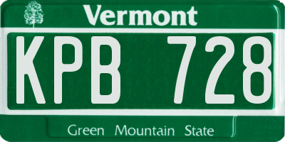 VT license plate KPB728