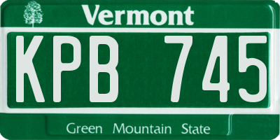 VT license plate KPB745