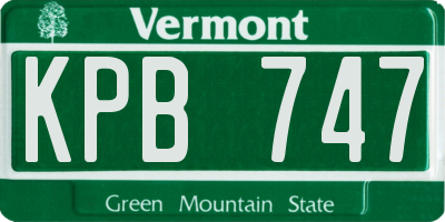 VT license plate KPB747