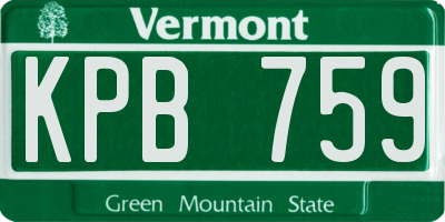 VT license plate KPB759