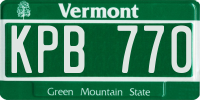VT license plate KPB770