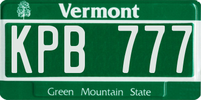 VT license plate KPB777