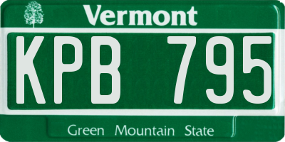 VT license plate KPB795