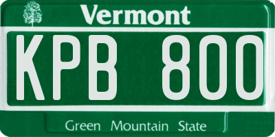VT license plate KPB800