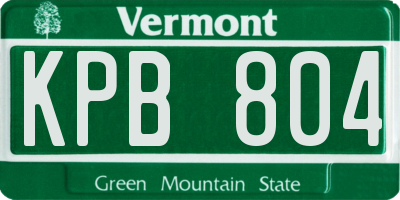 VT license plate KPB804