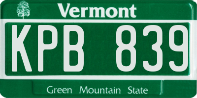 VT license plate KPB839