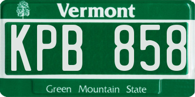 VT license plate KPB858