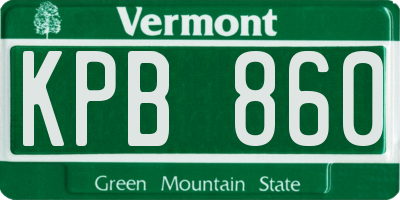 VT license plate KPB860