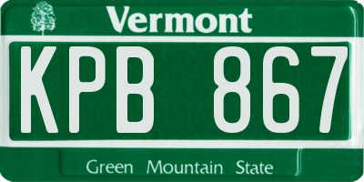VT license plate KPB867