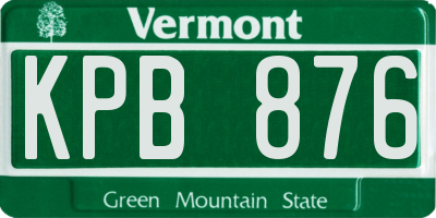 VT license plate KPB876