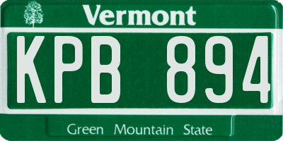 VT license plate KPB894
