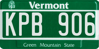 VT license plate KPB906
