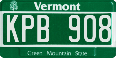 VT license plate KPB908