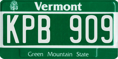 VT license plate KPB909