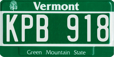 VT license plate KPB918