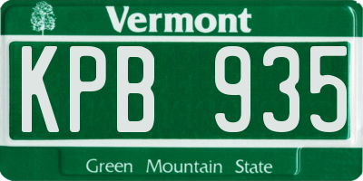 VT license plate KPB935