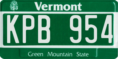 VT license plate KPB954