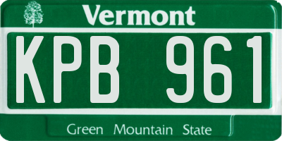 VT license plate KPB961