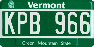 VT license plate KPB966