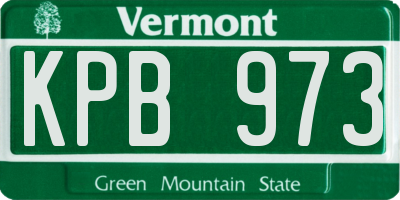 VT license plate KPB973