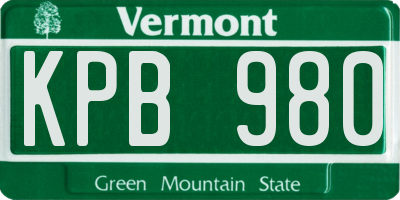 VT license plate KPB980