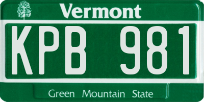 VT license plate KPB981