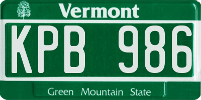 VT license plate KPB986