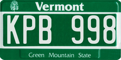 VT license plate KPB998