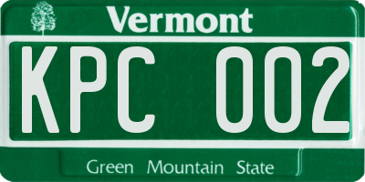 VT license plate KPC002