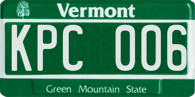 VT license plate KPC006