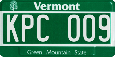 VT license plate KPC009