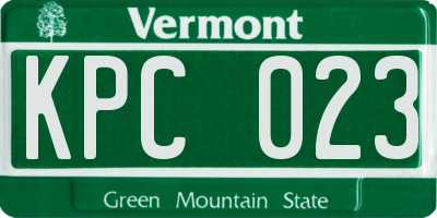 VT license plate KPC023