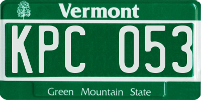 VT license plate KPC053