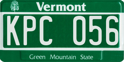 VT license plate KPC056