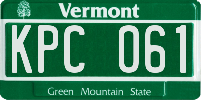VT license plate KPC061