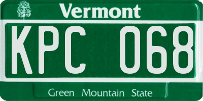 VT license plate KPC068