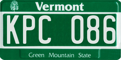 VT license plate KPC086