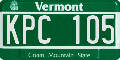 VT license plate KPC105
