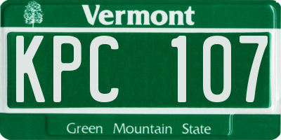 VT license plate KPC107
